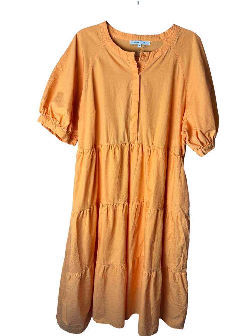 English Factory Puff Sleeve Orange Dress 2X